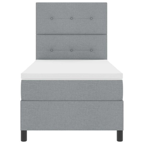 vidaXL Lit &agrave; ressorts avec matelas Gris clair 90 x 190 cm tissu