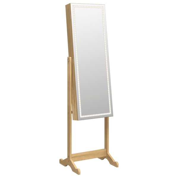 vidaXL Armoire &agrave; bijoux miroir avec lumi&egrave;res LED sur pied