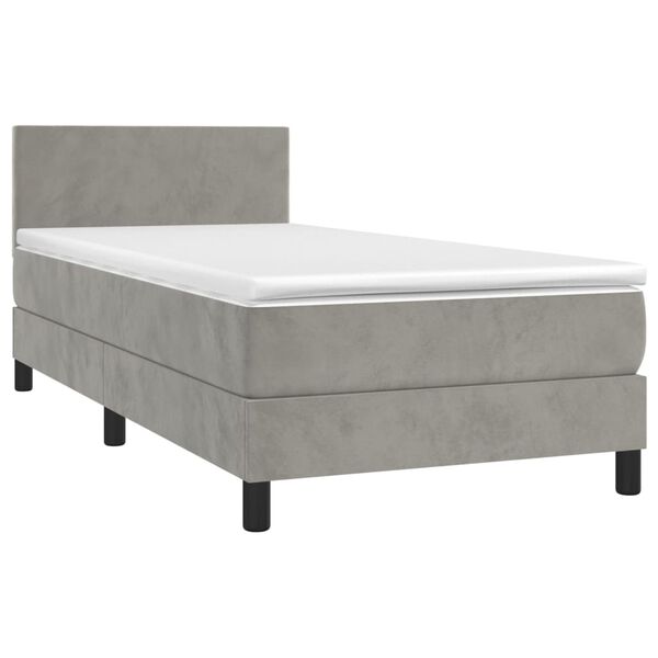 vidaXL Sommier &agrave; lattes de lit avec matelas et LED Gris clair 90x200cm