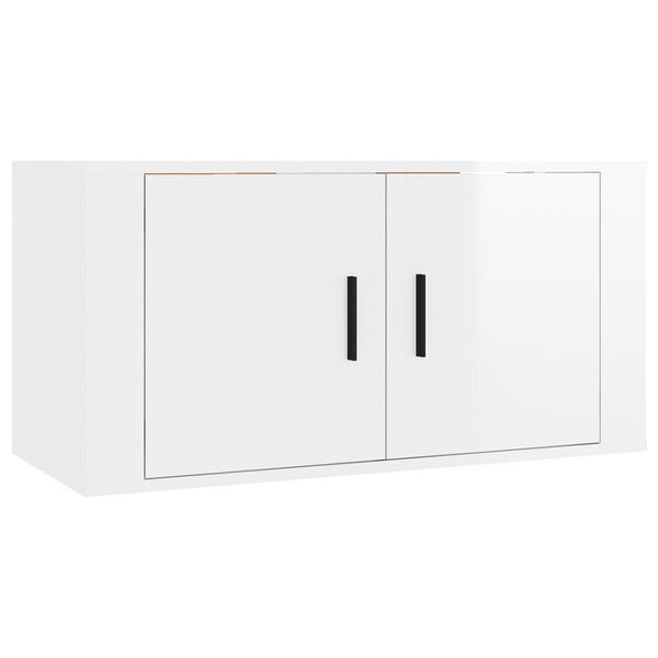 vidaXL Ensemble de meubles TV 4 pcs Blanc brillant Bois d'ing&eacute;nierie