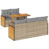 vidaXL Salon de jardin 6 pcs avec coussins beige r&eacute;sine tress&eacute;e acacia