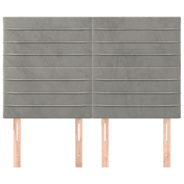 vidaXL T&ecirc;te de lit Gris clair 144 x 5 x 118/128 cm Velours