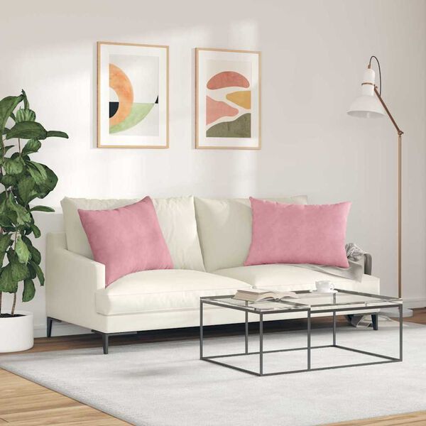 vidaXL Coussins de canap&eacute; 2 pcs Rose 70 x 50 cm