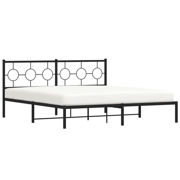 vidaXL Cadre de lit m&eacute;tal sans matelas et t&ecirc;te de lit noir 180x200 cm