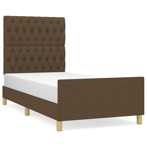 vidaXL Cadre de lit sans matelas marron fonc&eacute; 90x190 cm tissu