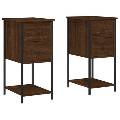 vidaXL Tables de chevet 2pcs chêne marron 32x42x70cm Bois d'ingénierie