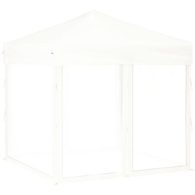 vidaXL Tente de réception pliable avec parois Blanc 2x2 m