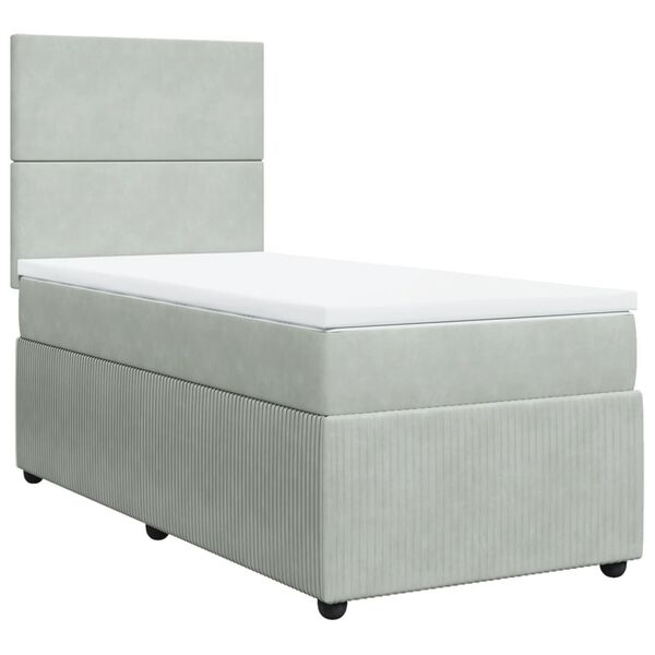 vidaXL Sommier &agrave; lattes de lit et matelas Gris clair 90x200 cm Velours