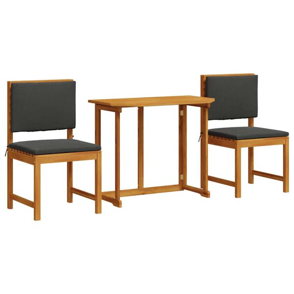 vidaXL Ensemble bistro de jardin 3 pcs Marron Bois d'Acacia Massif