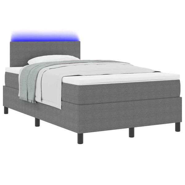 vidaXL Lit &agrave; ressort LED Gris clair et blanc 120 x 190 cm