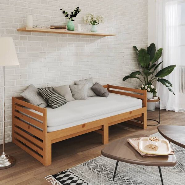 vidaXL Lit coulissant sans matelas marron miel 2x(90x200) cm