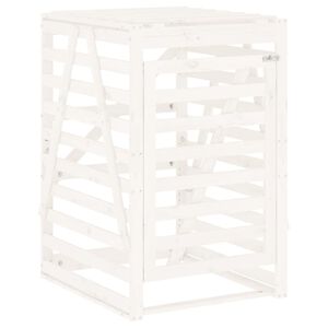 vidaXL Abri pour poubelle sur roulettes blanc bois massif de pin