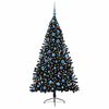 vidaXL Sapin de Noël artificiel pré-éclairé Noir 180 cm PVC