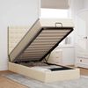 vidaXL Cadre de lit ottoman avec matelas cr&egrave;me 90x190 cm tissu