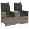 vidaXL Canap&eacute; de jardin inclinable 2 places avec table gris poly rotin