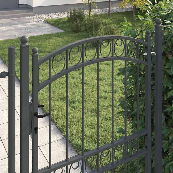 vidaXL Porte de Cl&ocirc;ture Gris 200 x 100 cm Acier peint par poudre