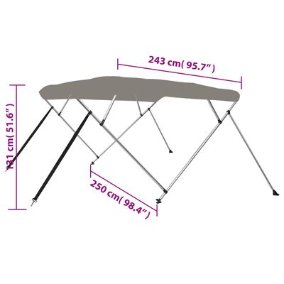 vidaXL Auvent bimini à 4 arceaux gris 243x250x131 cm