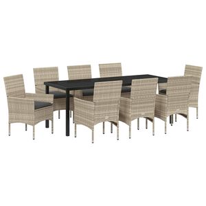 vidaXL Ensemble de salle &agrave; manger pour jardin 9 pcs Gris clair
