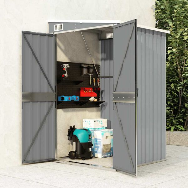 vidaXL Remise de jardin murale Gris 118x100x178 cm Acier galvanis&eacute;