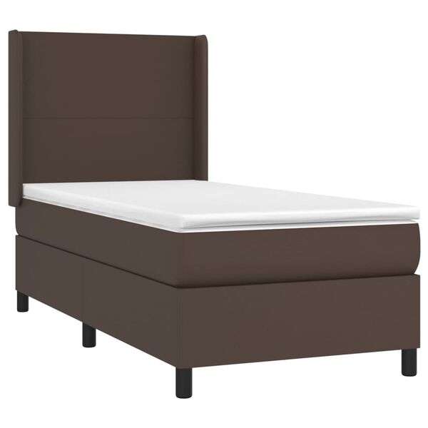 vidaXL Sommier &agrave; lattes de lit matelas LED Marron 100x200cm Similicuir