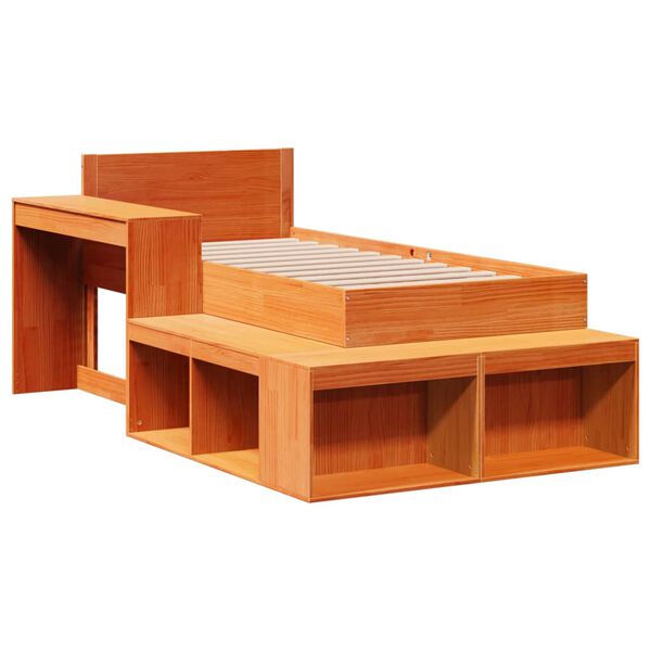 vidaXL Cadre de lit sans matelas cire marron 75x190 cm bois pin massif