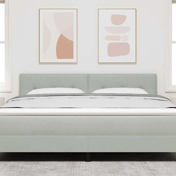 vidaXL T&ecirc;te de lit avec t&ecirc;te de lit Gris clair 180 cm Cuir synth&eacute;tique