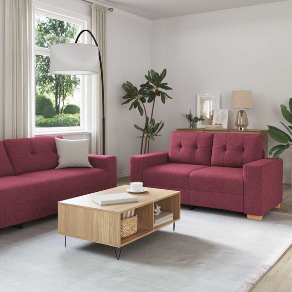 vidaXL | Ensemble de Canap&eacute;s | 2 pcs Rouge Vin 221 x 78 x 80 cm Tissu