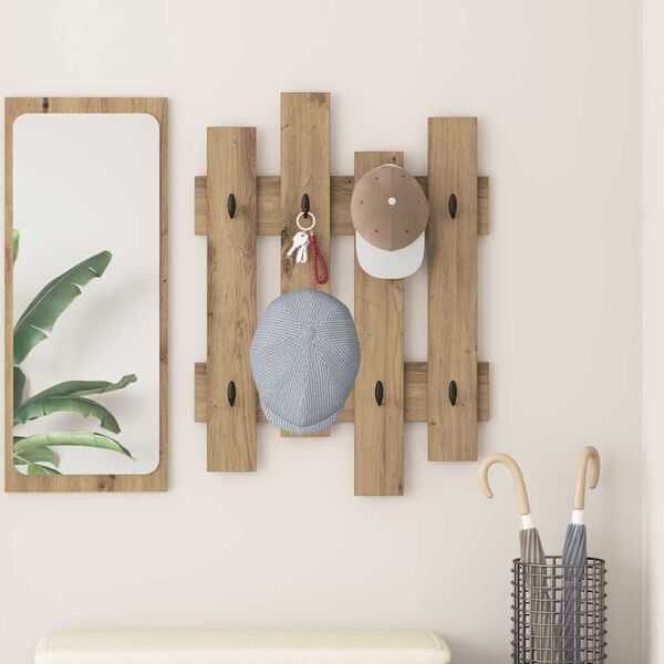 vidaXL Porte-manteau mural ch&ecirc;ne artisanal 60 x 3 x 82 cm