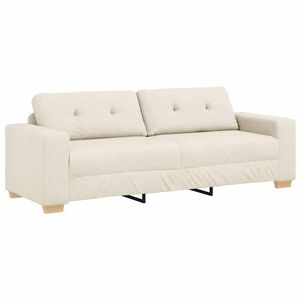 vidaXL Sofa 3 places Beige 220 cm Tissu en lin m&eacute;lang&eacute;