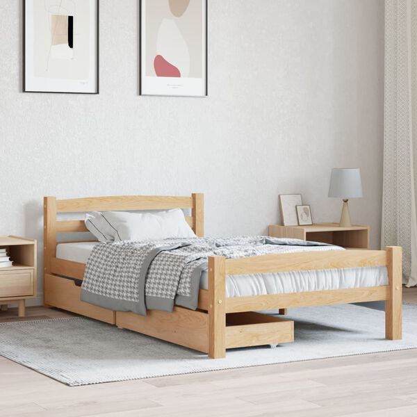 vidaXL Cadre de lit avec 2 tiroirs Bois de pin massif 90x200 cm