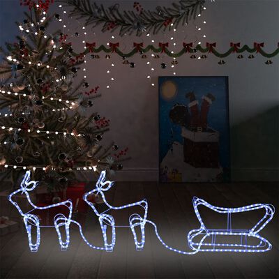 vidaXL Décoration de Noël d'extérieur Renne et traîneau 576 LED