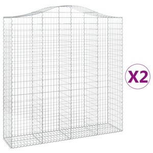 vidaXL Paniers &agrave; gabions arqu&eacute;s 2 pcs 200x50x200/220 cm Fer galvanis&eacute;