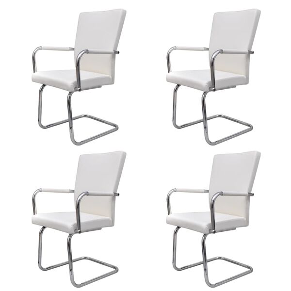 vidaXL Chaises &agrave; manger cantilever lot de 4 blanc similicuir