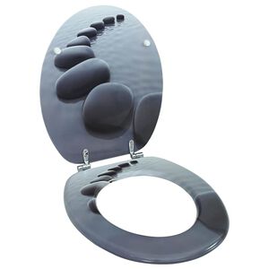 vidaXL Si&egrave;ge de toilette avec Couvercle MDF Pierres