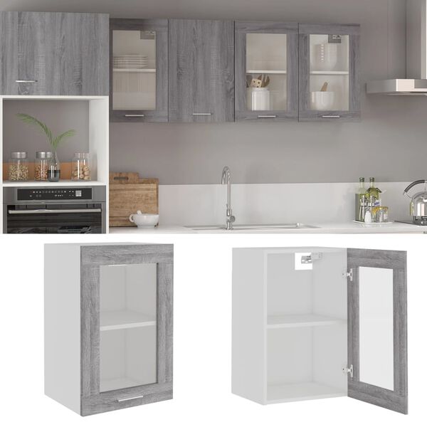 vidaXL Vitrine suspendue "Lyon" Gris Sonoma 40 x 31 x 60 cm Bois d'ingénierie