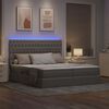 vidaXL Lit avec des lumi&egrave;res &agrave; LED Taupe 200 x 200 cm tissu
