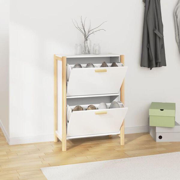 vidaXL Armoire &agrave; chaussures Blanc 57,5x33x80 cm Bois d'ing&eacute;nierie