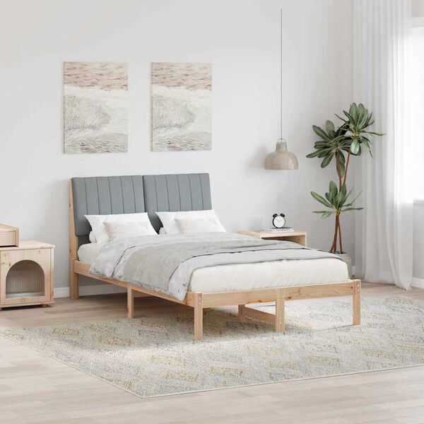 vidaXL Cadre de lit Gris clair 120 x 200 cm Pin massif