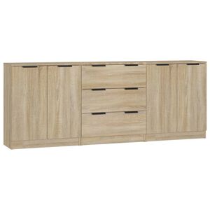 vidaXL Buffets 3 pcs Ch&ecirc;ne sonoma Bois d'ing&eacute;nierie