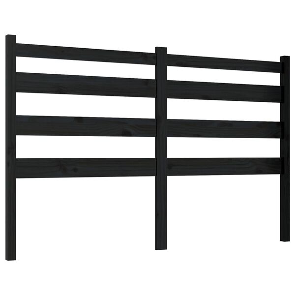 vidaXL T&ecirc;te de lit Noir 146x4x100 cm Bois massif de pin