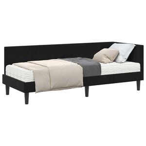 vidaXL Cadre de lit d'angle avec matelas 2 pc Noir 80 x 200 cm Velours