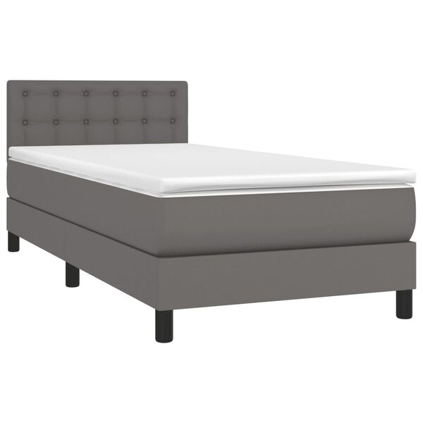 vidaXL Sommier à lattes de lit avec matelas et LED Gris 80x200 cm