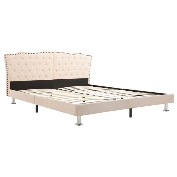 vidaXL Lit avec matelas &agrave; m&eacute;moire de forme Beige Tissu 180x200 cm