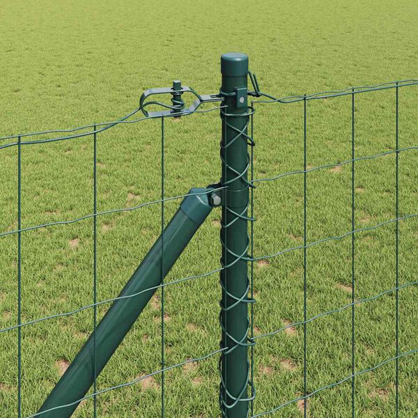 vidaXL Cl&ocirc;ture avec poteau Vert 1 x 25 m Acier et PVC