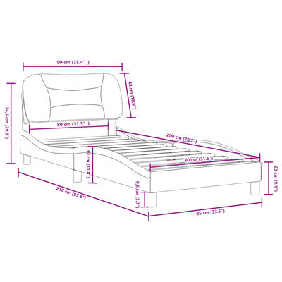 vidaXL Cadre de lit sans matelas gris foncé 80x200 cm tissu