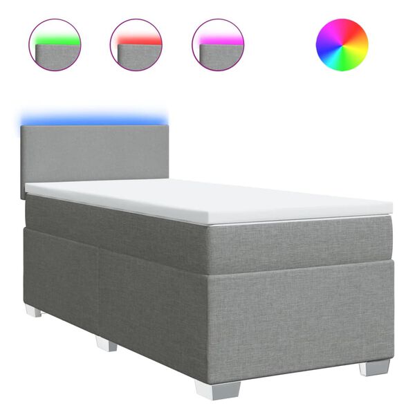 vidaXL Sommier &agrave; lattes de lit avec matelas gris clair 80x200 cm tissu