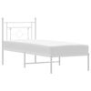 vidaXL Cadre de lit m&eacute;tal sans matelas avec t&ecirc;te de lit blanc 75x190cm