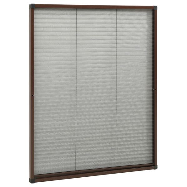 vidaXL Moustiquaire plissée pour fenêtre Aluminium Marron 60x80 cm