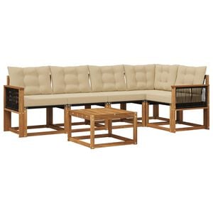 vidaXL Ensemble de canap&eacute;s d'ext&eacute;rieur 6 pcs Naturel et Beige