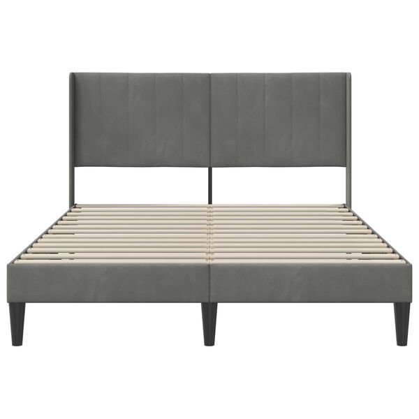vidaXL Cadre de lit avec t&ecirc;te de lit Gris fonc&eacute; 140 x 190 cm Velours